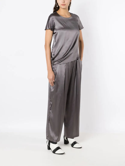 Straight-Leg Silk Trousers