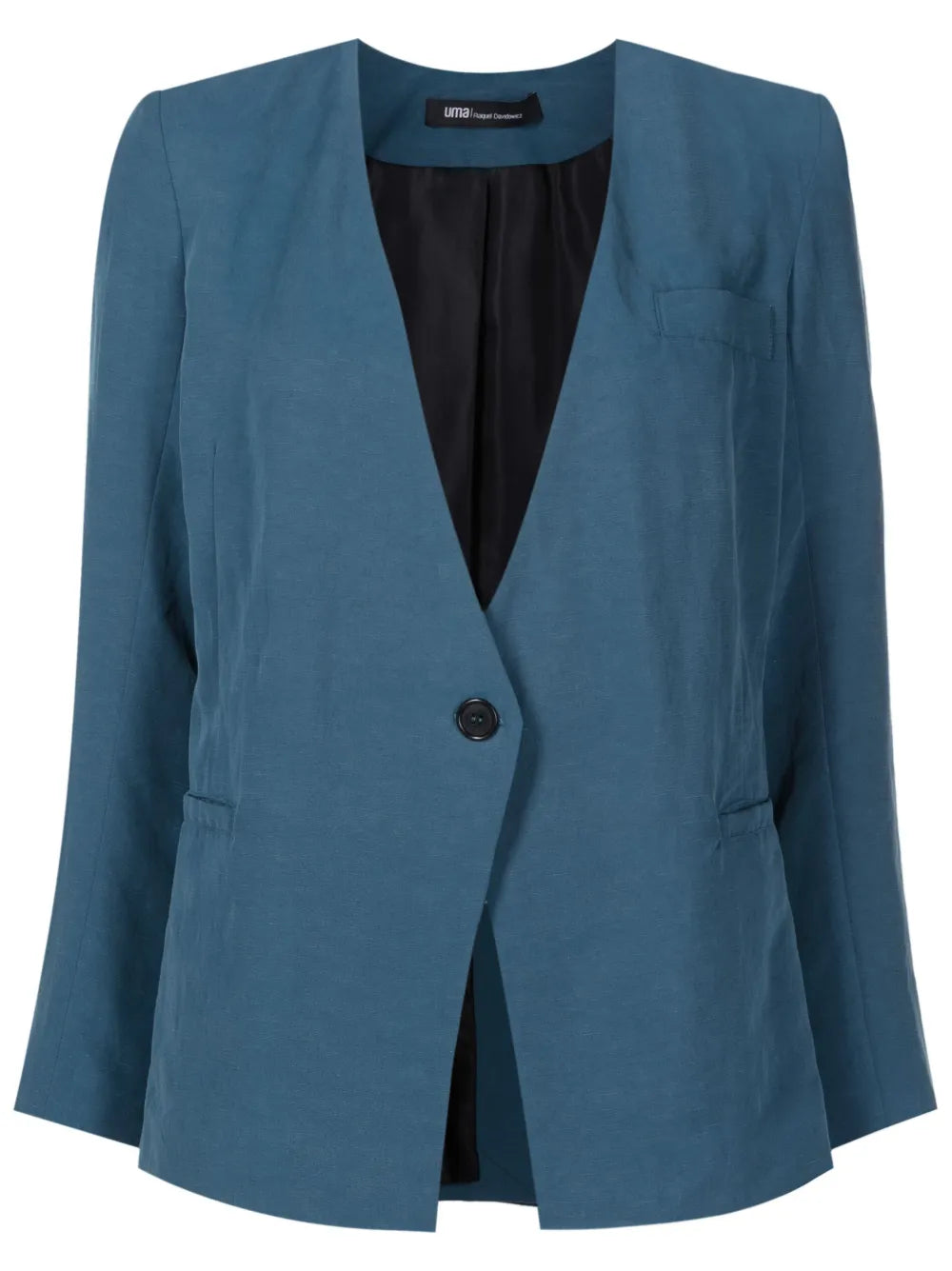 No-Lapels Button-Fastening Blazer