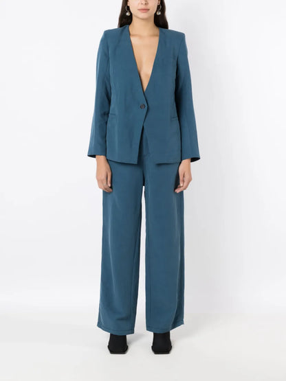 No-Lapels Button-Fastening Blazer