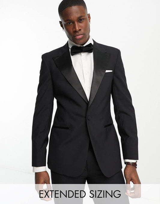 Verona' Wool-Rich Skinny Tuxedo Suit Jacket