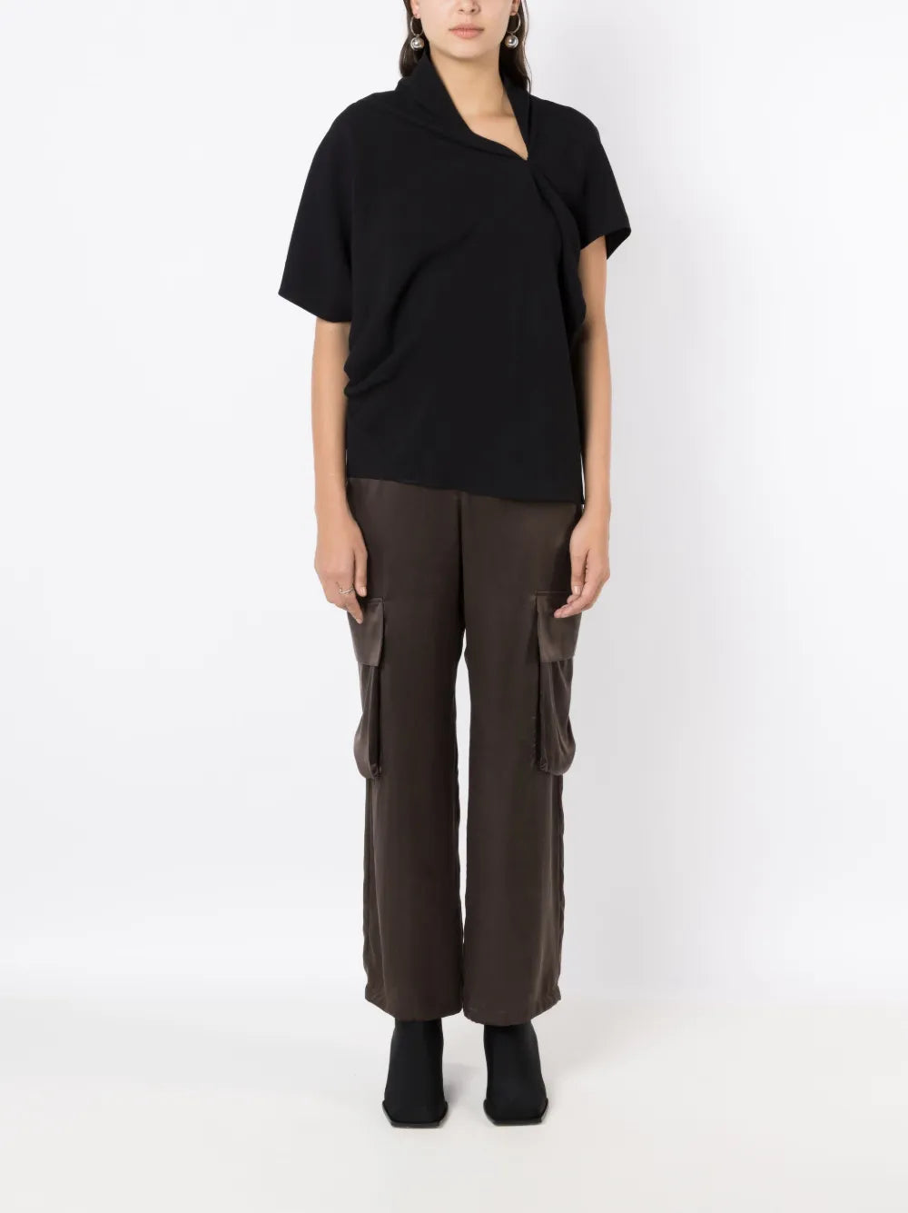 Straight-Leg Silk Cargo Trousers