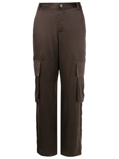 Straight-Leg Silk Cargo Trousers