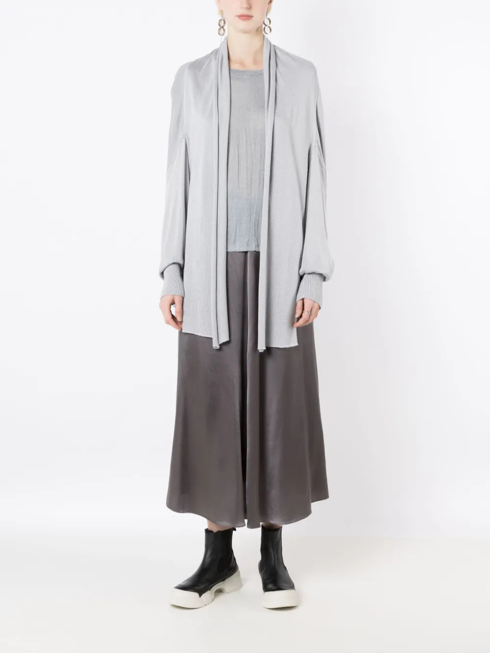 Draped Open-Front Cardigan