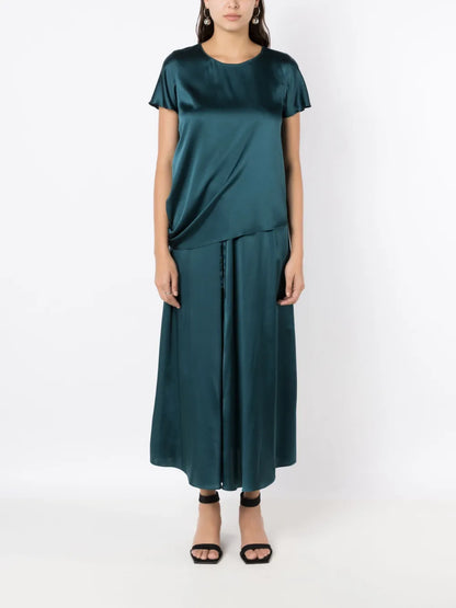 Drawstring-Waist Silk Skirt