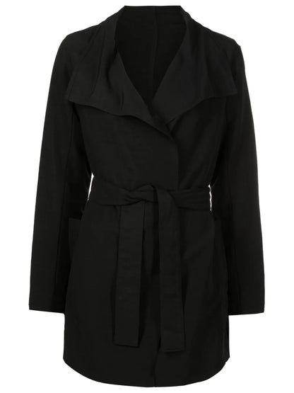 Tied-Waist Wide-Lapels Coat