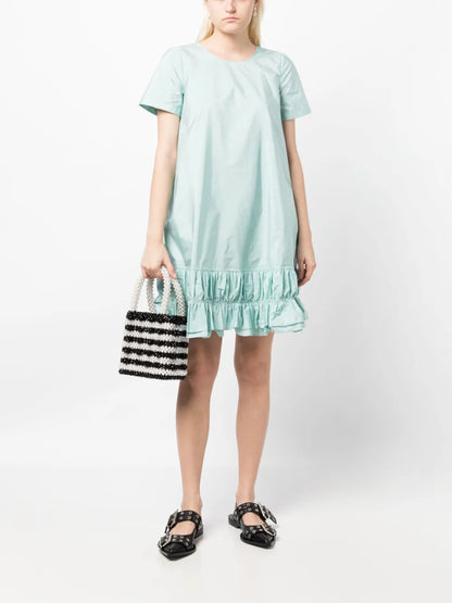 Ruffle-Hem Short-Sleeve Dress