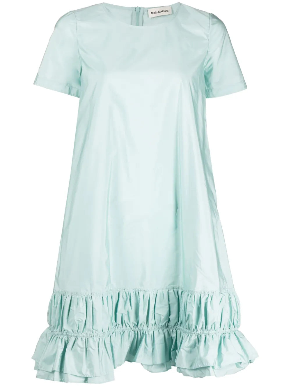 Ruffle-Hem Short-Sleeve Dress