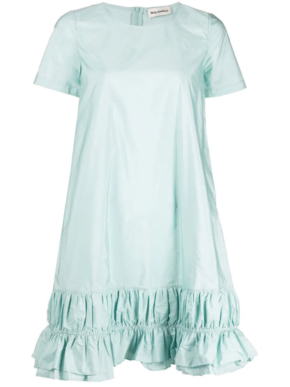 Ruffle-Hem Short-Sleeve Dress