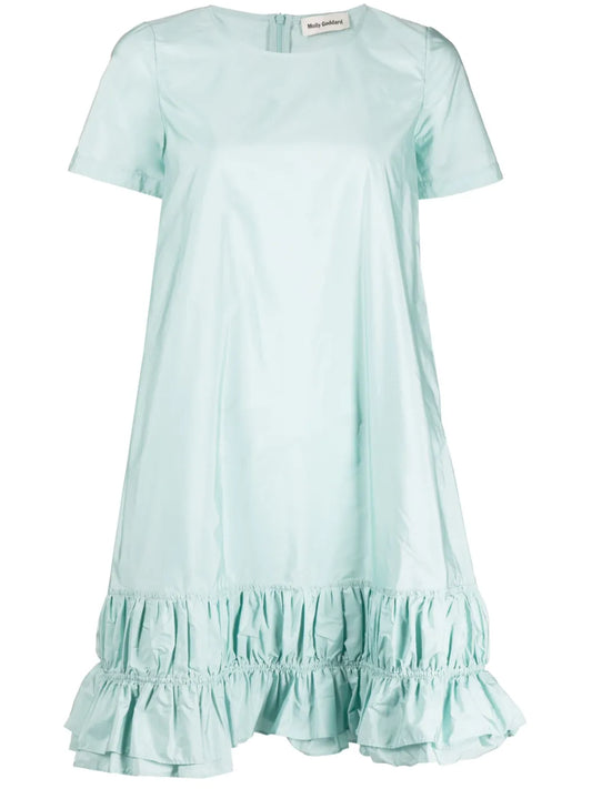 Ruffle-Hem Short-Sleeve Dress