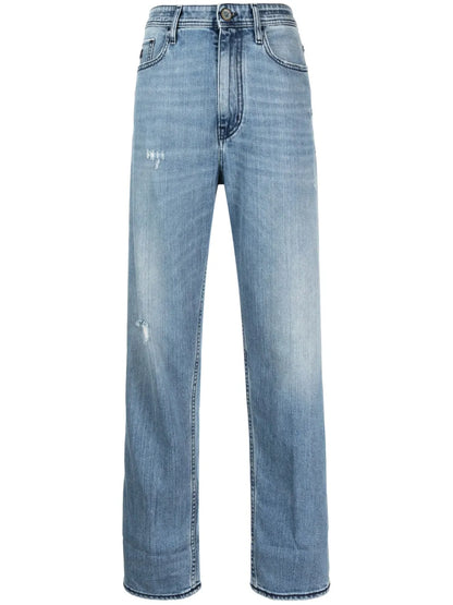 Logo-Embroidered Straight-Leg Jeans