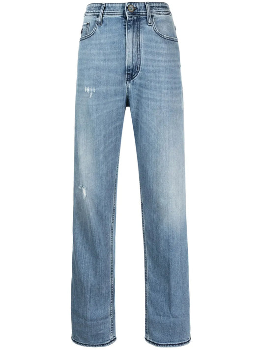 Logo-Embroidered Straight-Leg Jeans