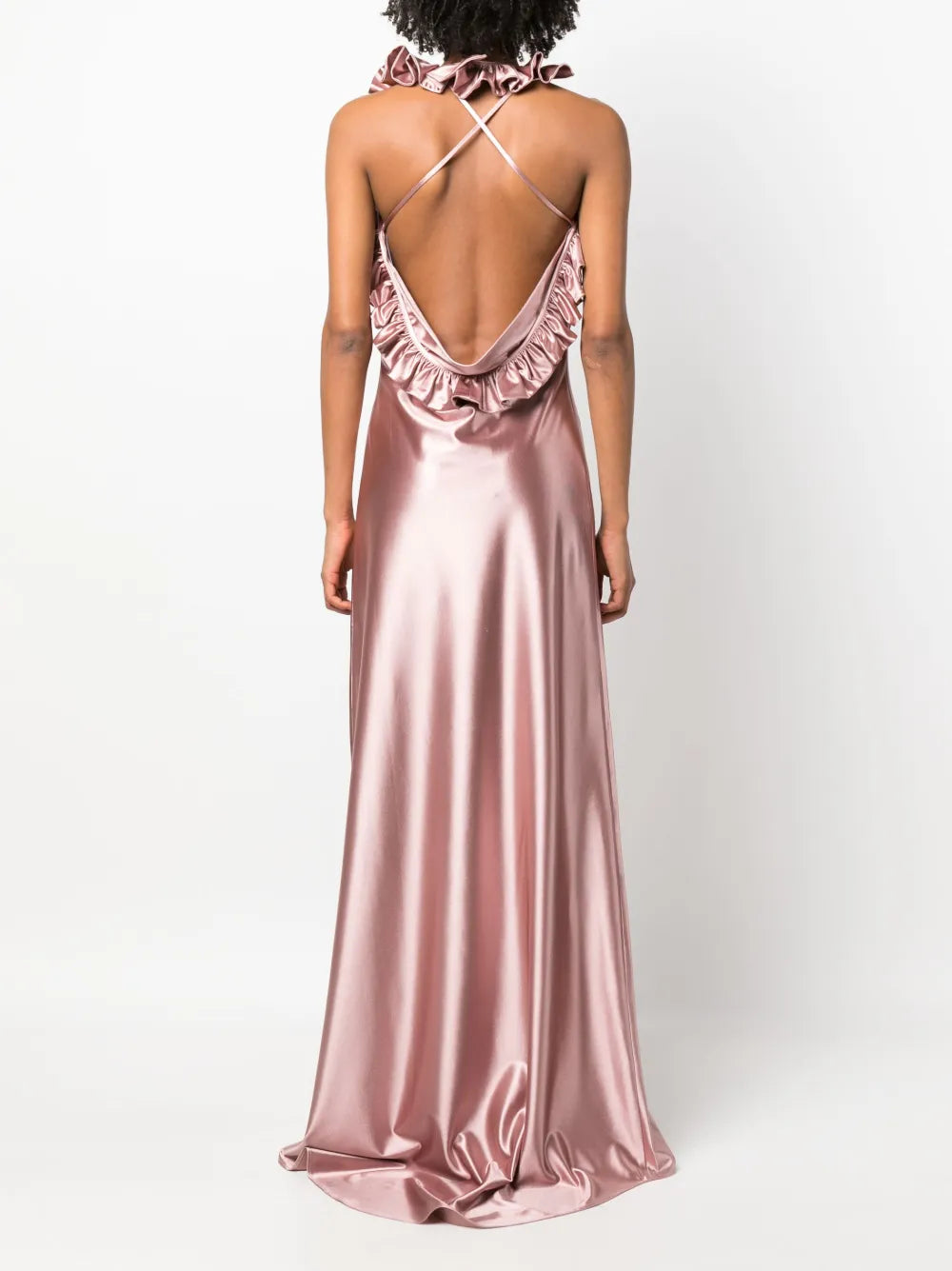 Iris Satin Ruffled Maxi Dress