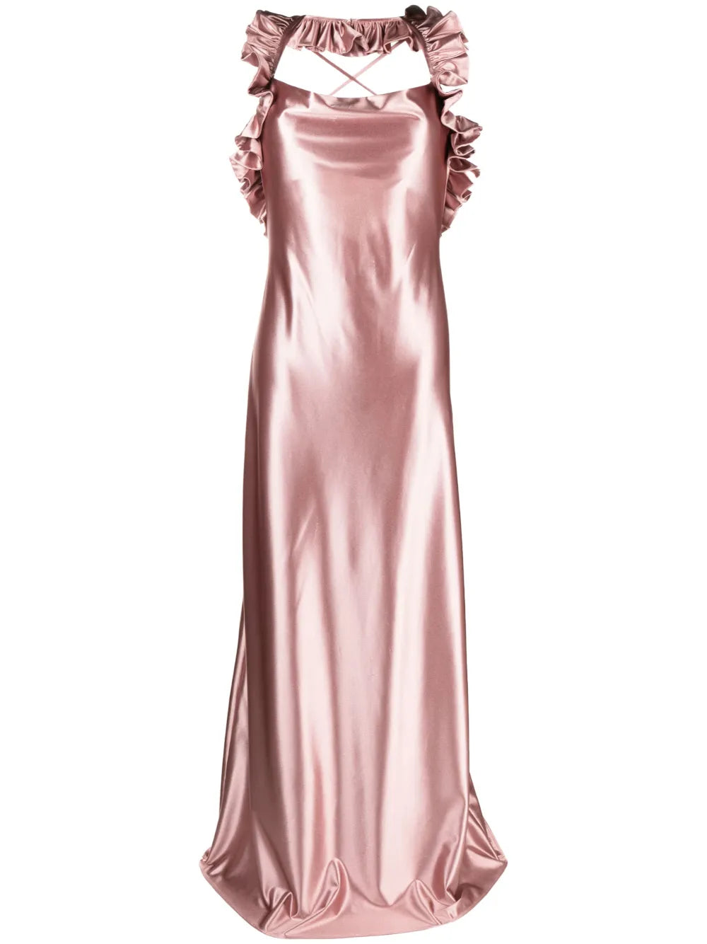 Iris Satin Ruffled Maxi Dress