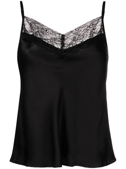 Lace-Trim Silk Top