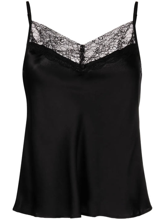 Lace-Trim Silk Top