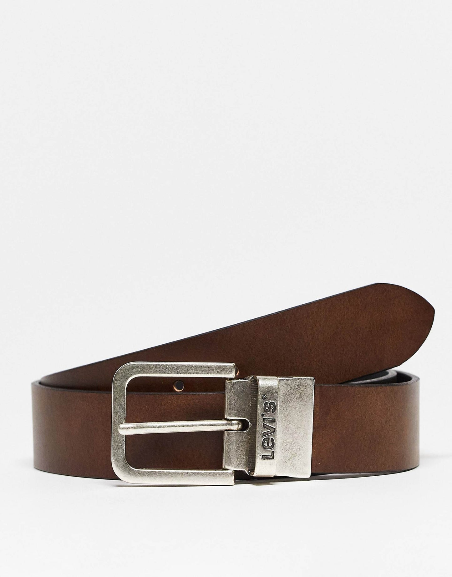 Reversible Leather Belt With Buckle Logo