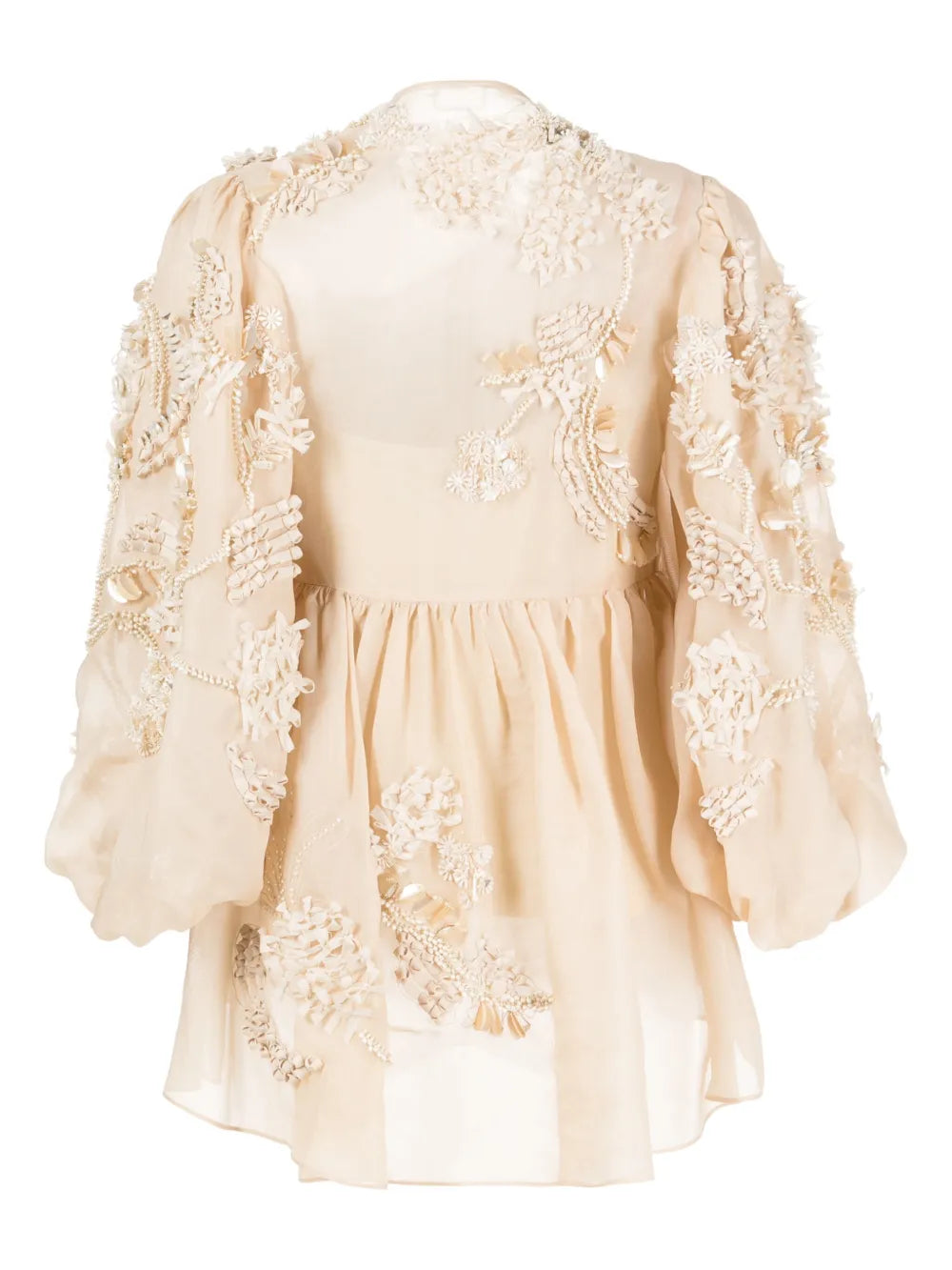 Floral-Embroidered Silk Blouse