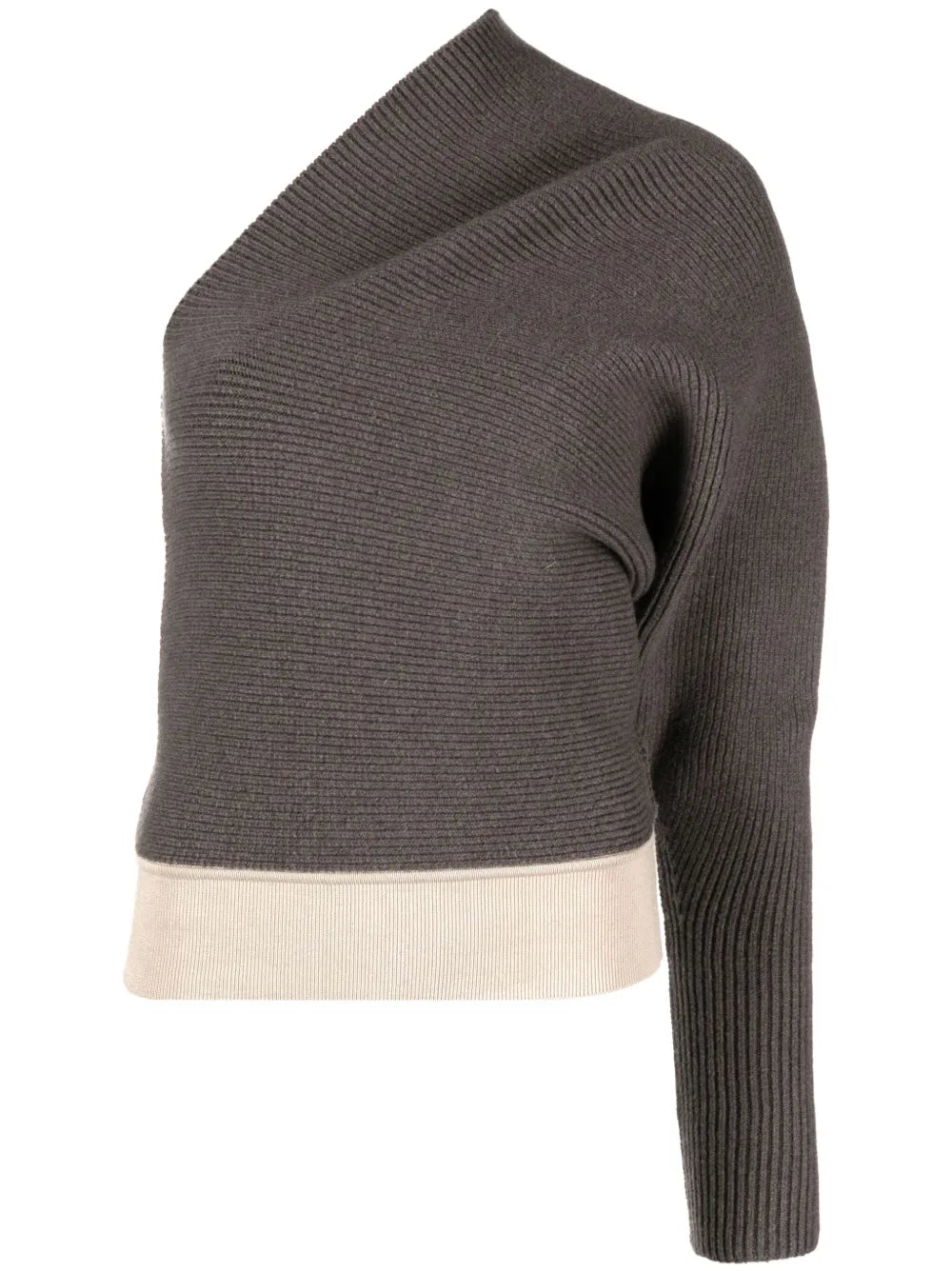 One-Shoulder Ribbed-Knit Jumper