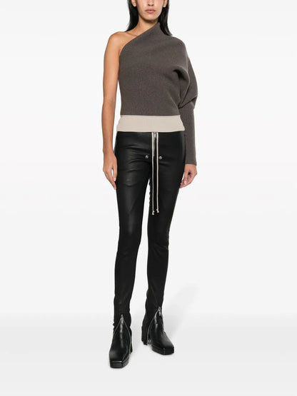 One-Shoulder Ribbed-Knit Jumper