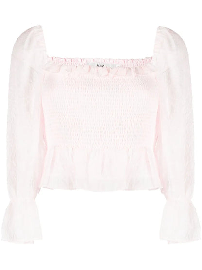 Floral-Print Textured Blouse