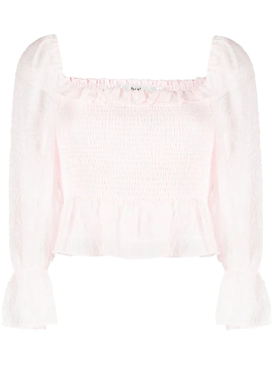 Floral-Print Textured Blouse