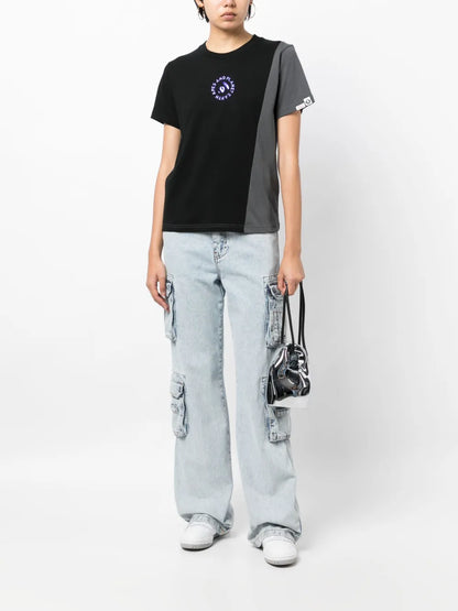 Colour-Block Panelled Cotton T-Shirt
