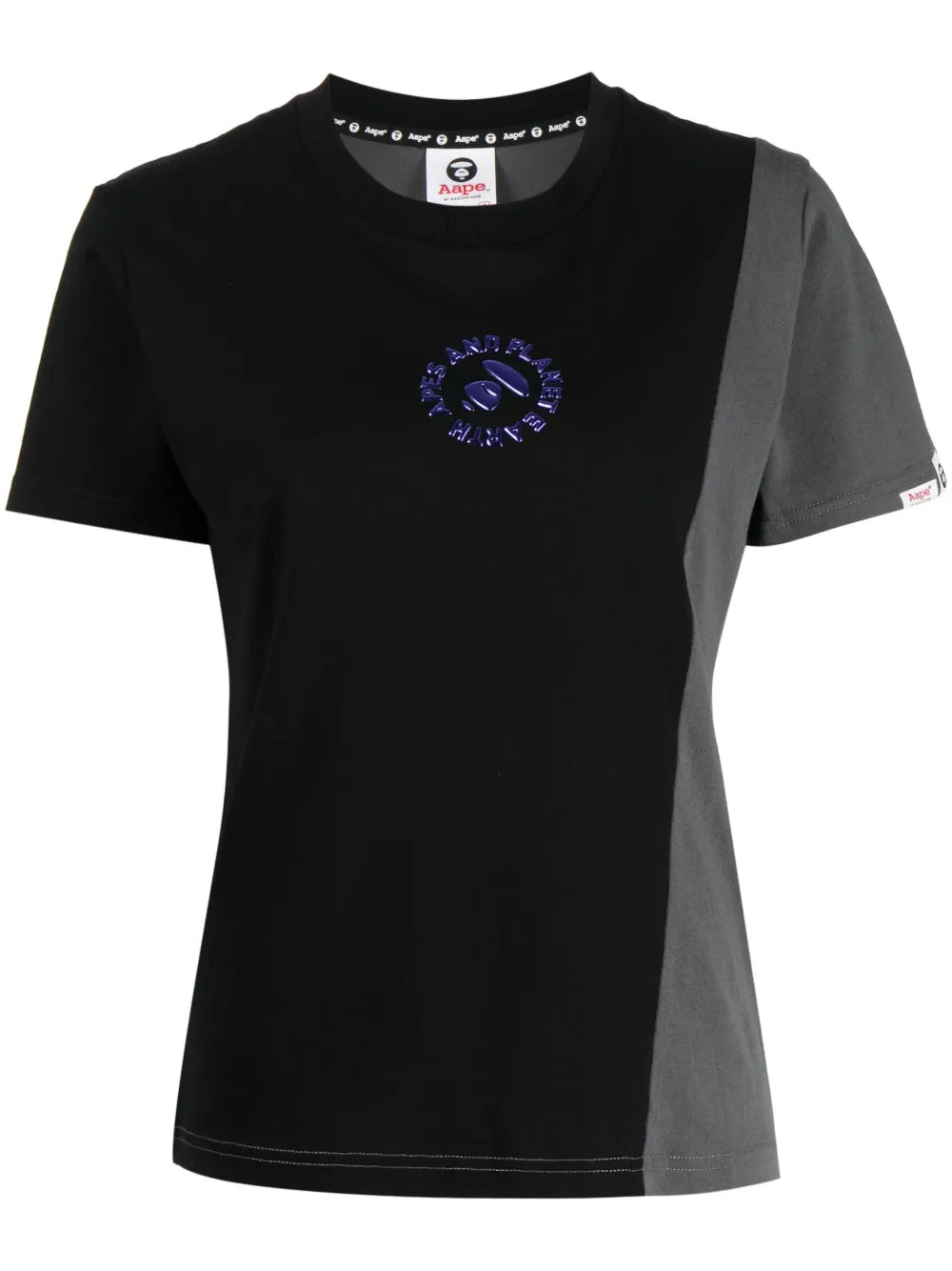 Colour-Block Panelled Cotton T-Shirt