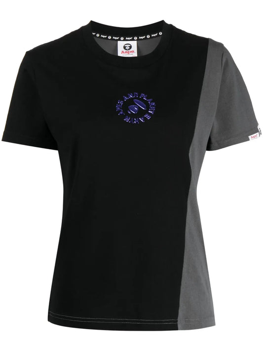 Colour-Block Panelled Cotton T-Shirt
