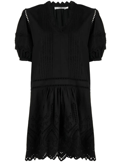 Perforated V-Neck Minidress