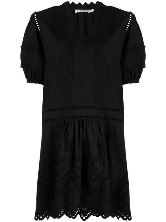 Perforated V-Neck Minidress
