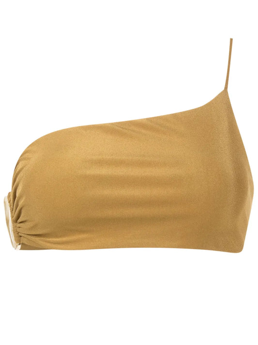 Gathered-Panel One-Shoulder Bikini Top