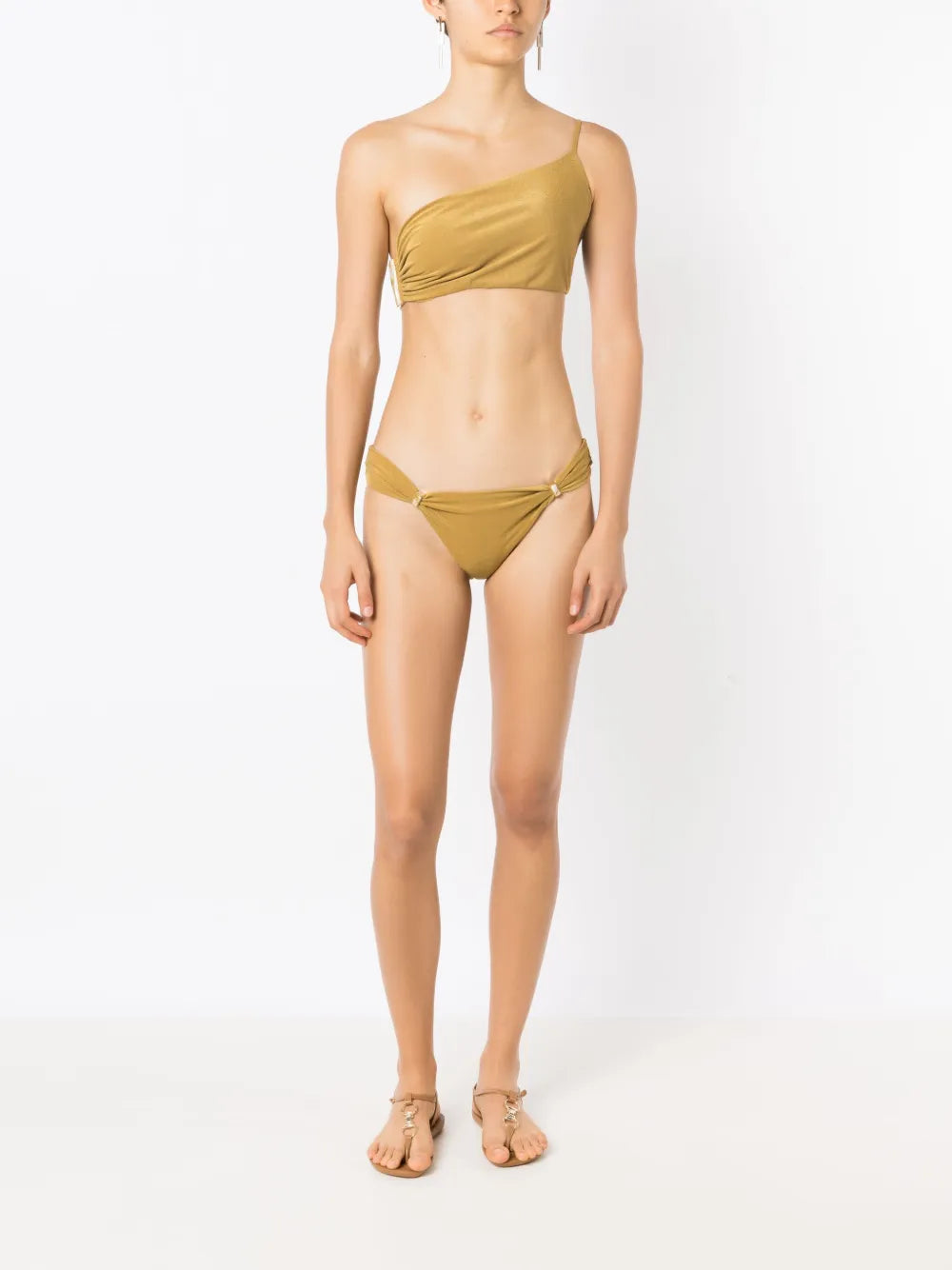 Gathered-Panel One-Shoulder Bikini Top