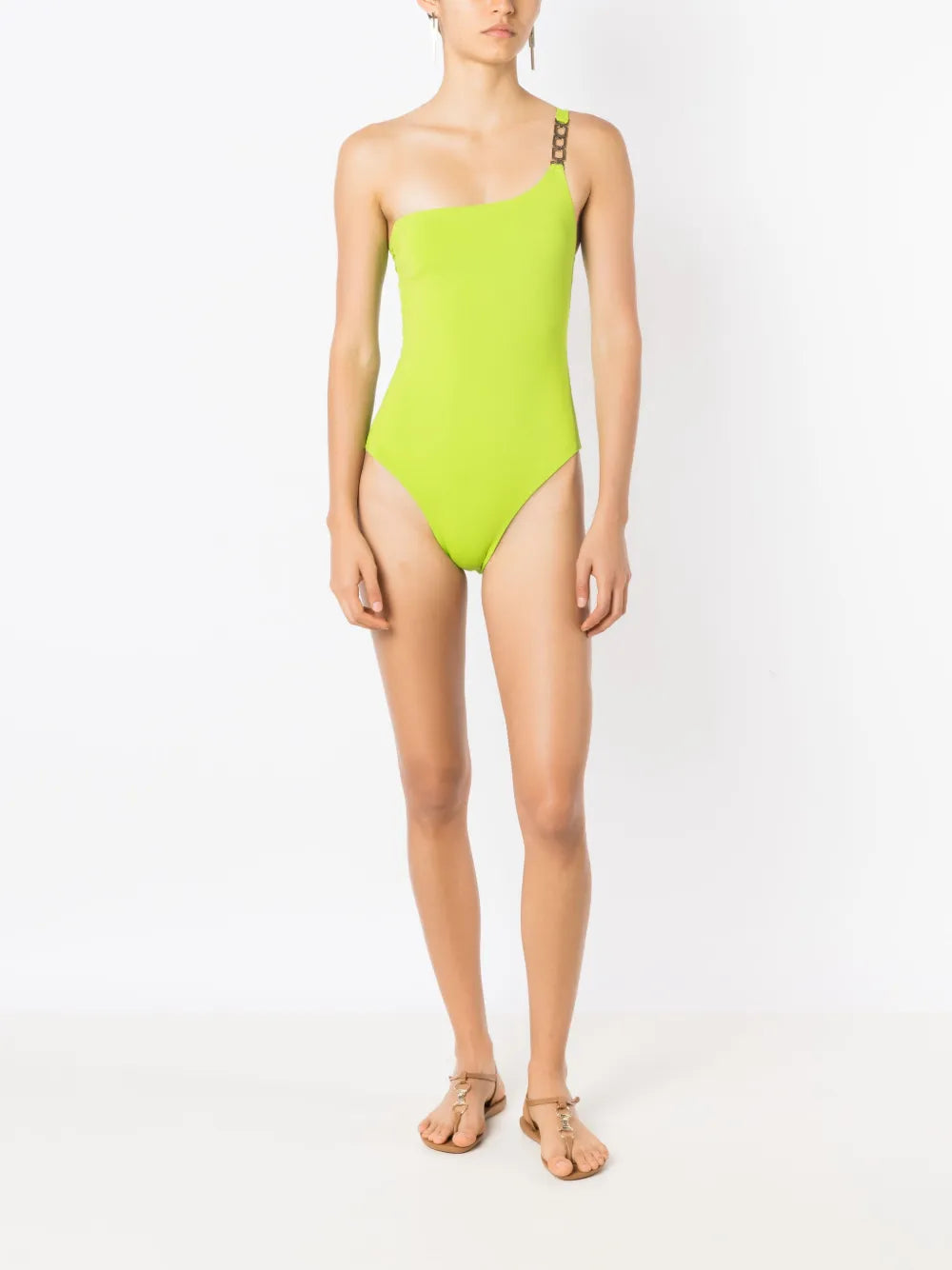 Chain-Link One-Shoulder Swimsuit