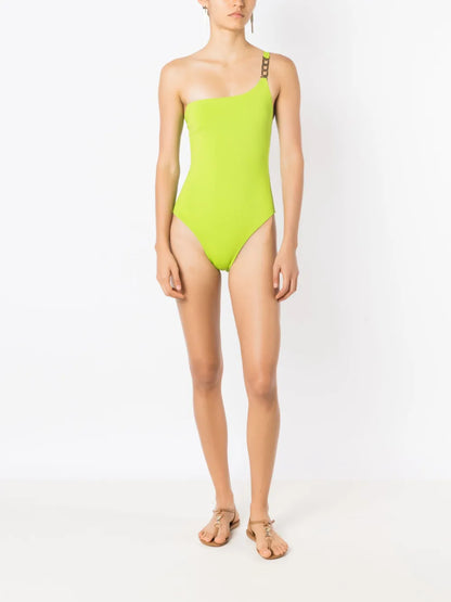 Chain-Link One-Shoulder Swimsuit