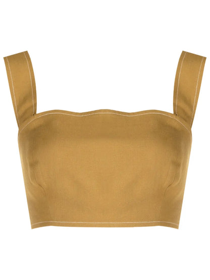 Contrast-Stitching Crop Top