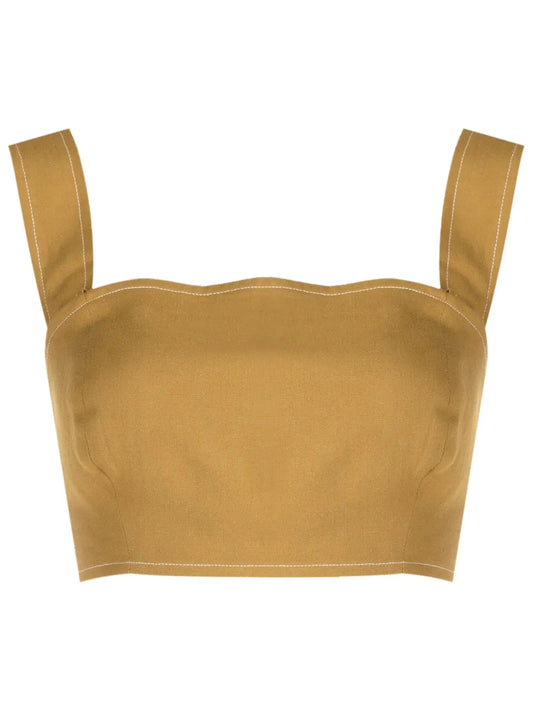 Contrast-Stitching Crop Top