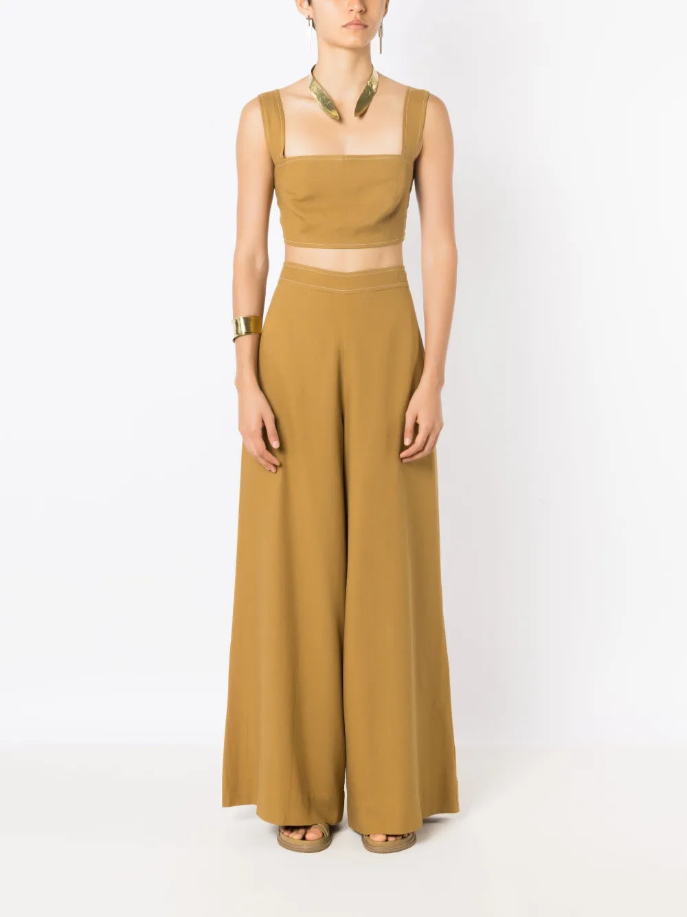Contrast-Stitching Crop Top