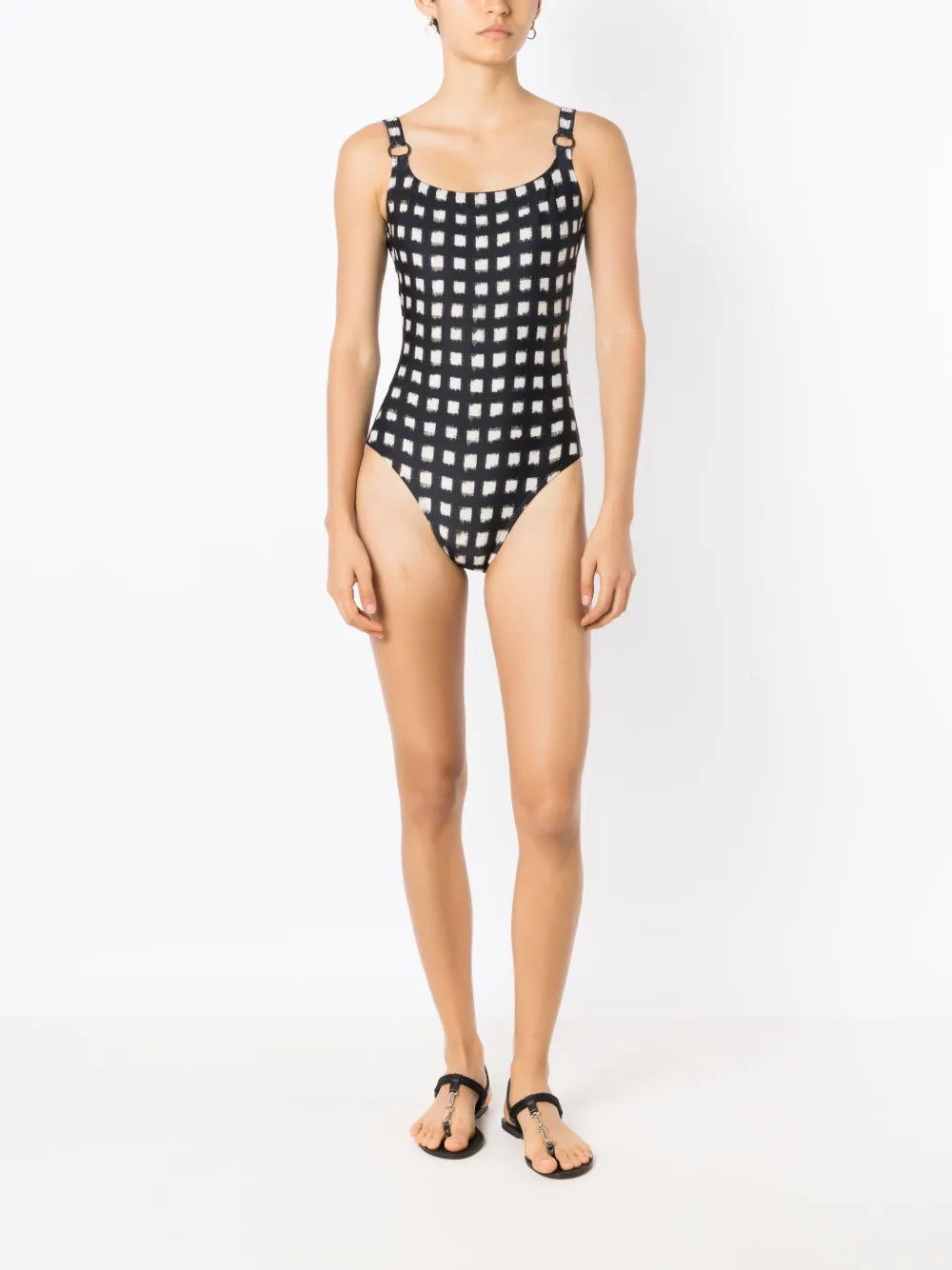 Vichy Open-Back Swimsuit