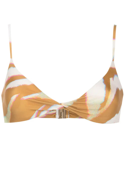 Twisted Animal-Pattern Bikini Top