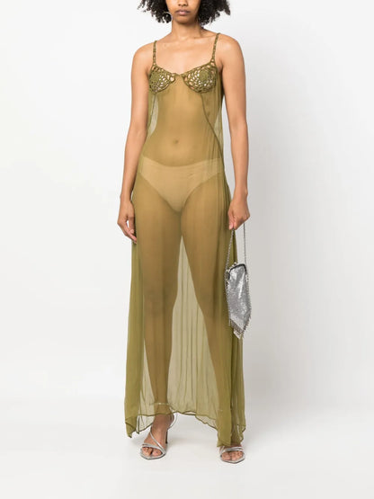 Crochet-Insert Mesh Dress