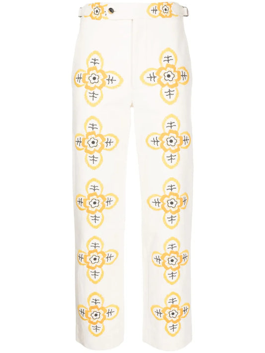 Buttercup Embroidered Straight-Leg Trousers