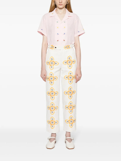 Buttercup Embroidered Straight-Leg Trousers
