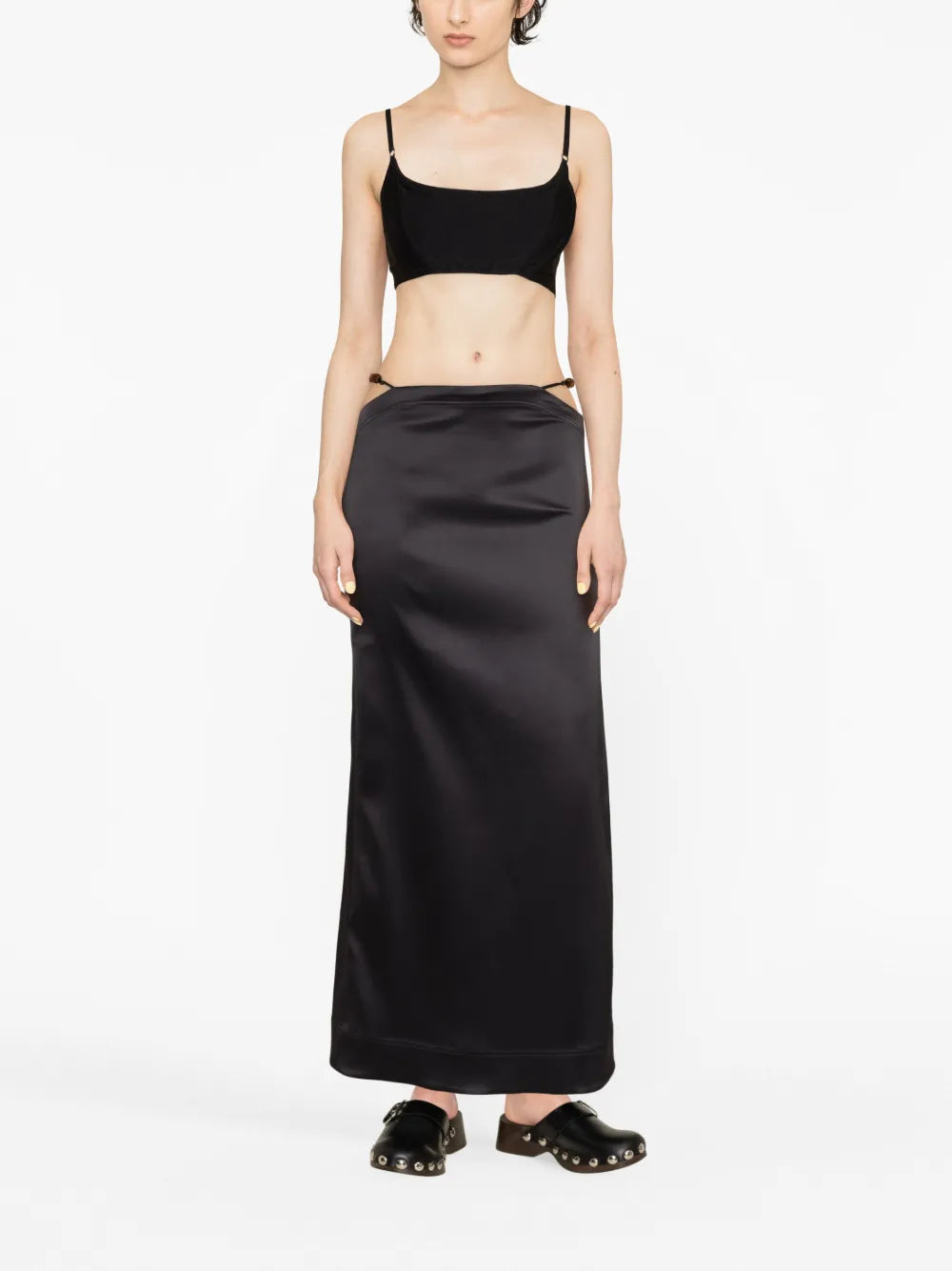 Bead-Detailing Satin Maxi Skirt