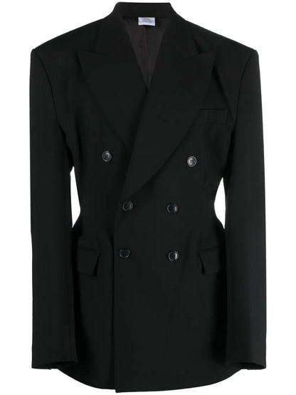 Double-Breasted Peak-Lapels Blazer