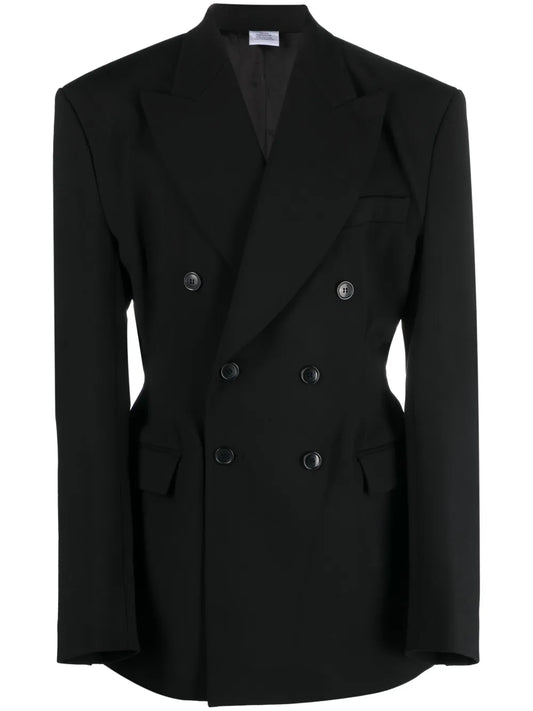 Double-Breasted Peak-Lapels Blazer