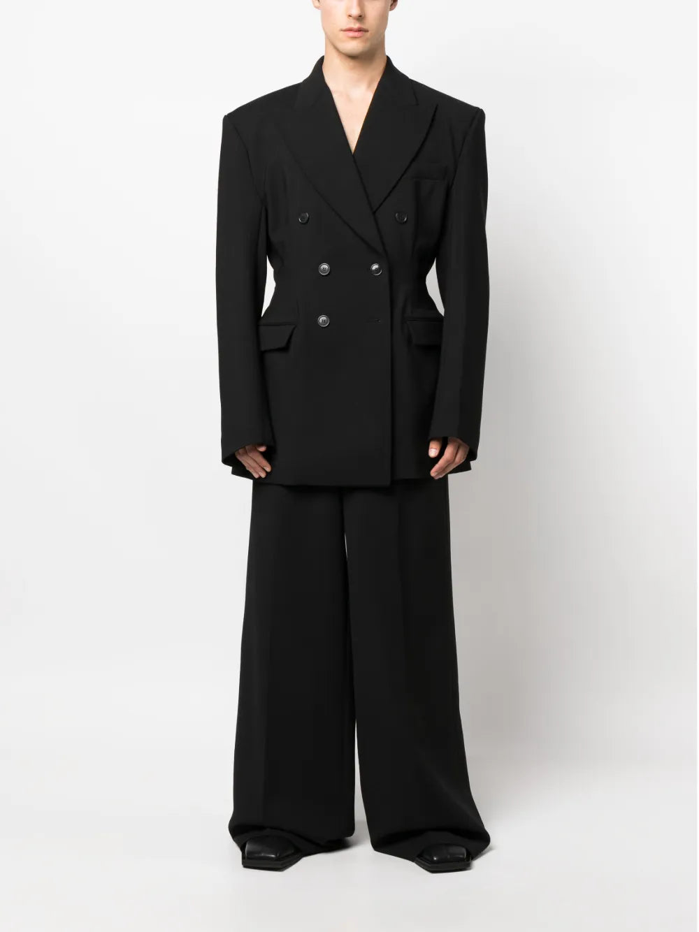 Double-Breasted Peak-Lapels Blazer
