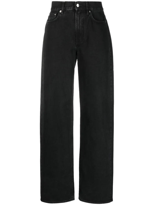 Dark-Wash Wide-Leg Jeans