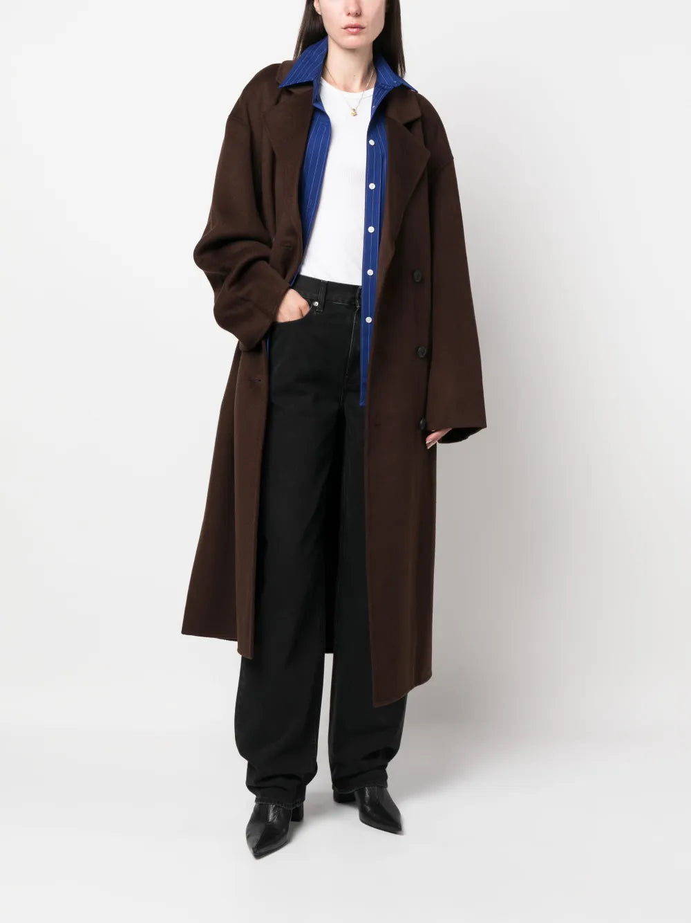Dark-Wash Wide-Leg Jeans