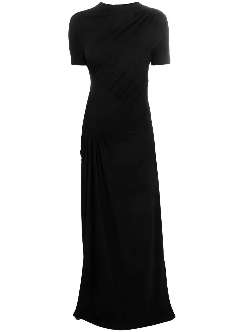 Gathered Short-Sleeve Maxi Dress