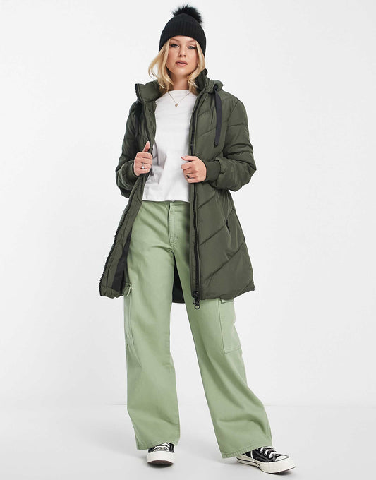 Chevron Hooded Padded Coat